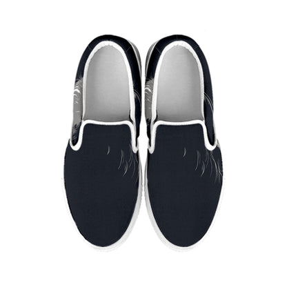 Monochrome Eagle Print White Slip On Shoes