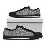Monochrome Graffiti Hippie Pattern Print Black Low Top Shoes