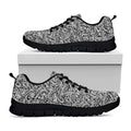 Monochrome Graffiti Hippie Pattern Print Black Running Shoes
