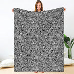 Monochrome Graffiti Hippie Pattern Print Blanket