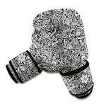 Monochrome Graffiti Hippie Pattern Print Boxing Gloves
