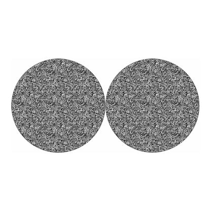 Monochrome Graffiti Hippie Pattern Print Car Coasters