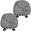 Monochrome Graffiti Hippie Pattern Print Car Headrest Covers