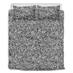 Monochrome Graffiti Hippie Pattern Print Duvet Cover Bedding Set