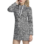 Monochrome Graffiti Hippie Pattern Print Hoodie Dress