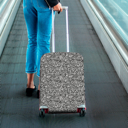 Monochrome Graffiti Hippie Pattern Print Luggage Cover