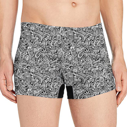 Monochrome Graffiti Hippie Pattern Print Men's Boxer Briefs