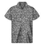 Monochrome Graffiti Hippie Pattern Print Men's Short Sleeve Shirt