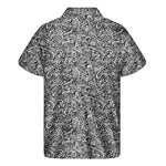 Monochrome Graffiti Hippie Pattern Print Men's Short Sleeve Shirt