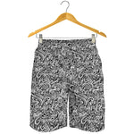 Monochrome Graffiti Hippie Pattern Print Men's Shorts