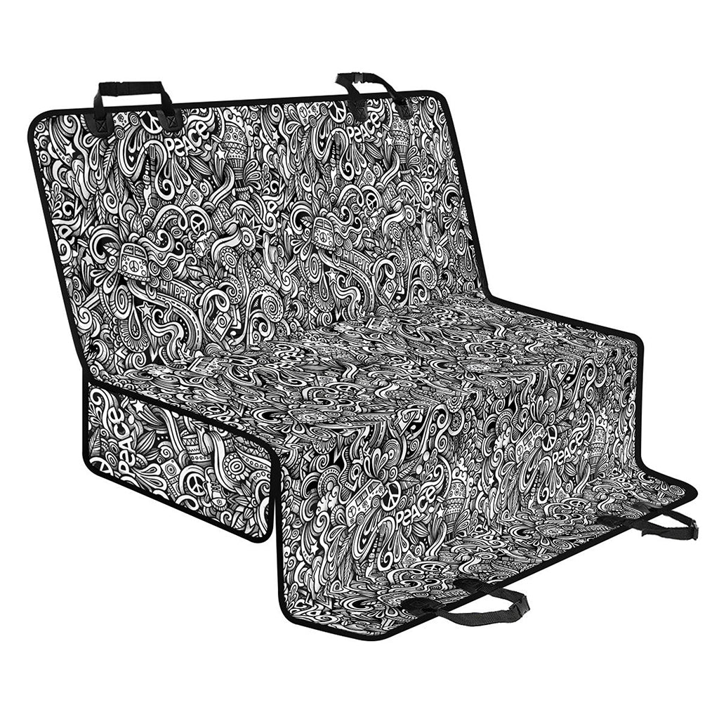Monochrome Graffiti Hippie Pattern Print Pet Car Back Seat Cover