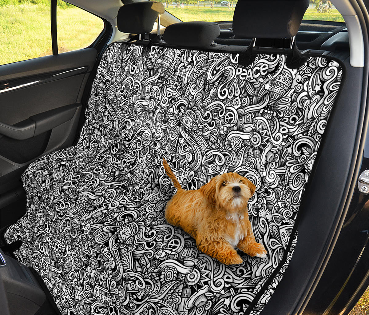 Monochrome Graffiti Hippie Pattern Print Pet Car Back Seat Cover