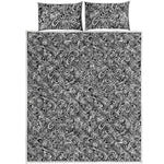 Monochrome Graffiti Hippie Pattern Print Quilt Bed Set