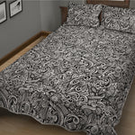 Monochrome Graffiti Hippie Pattern Print Quilt Bed Set