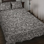 Monochrome Graffiti Hippie Pattern Print Quilt Bed Set