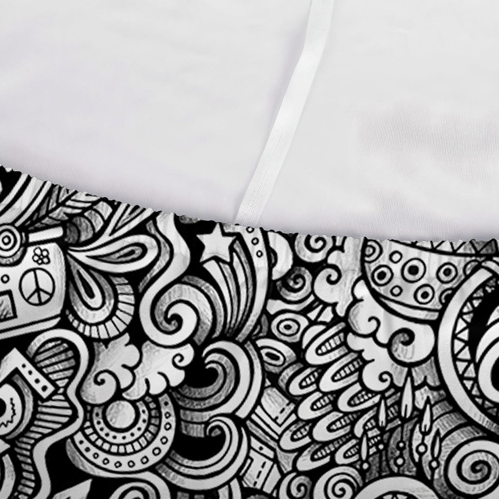 Monochrome Graffiti Hippie Pattern Print Sofa Cover