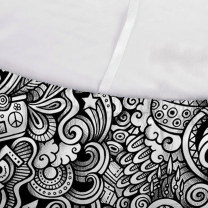 Monochrome Graffiti Hippie Pattern Print Sofa Cover