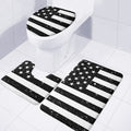 Monochrome Grunge American Flag Print 3 Piece Bath Mat Set