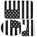Monochrome Grunge American Flag Print 3 Piece Bath Mat Set