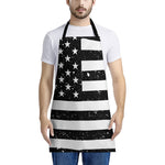 Monochrome Grunge American Flag Print Apron