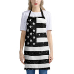 Monochrome Grunge American Flag Print Apron