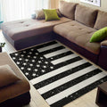 Monochrome Grunge American Flag Print Floor Mat