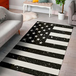 Monochrome Grunge American Flag Print Area Rug
