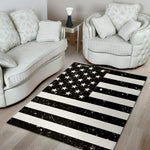 Monochrome Grunge American Flag Print Area Rug