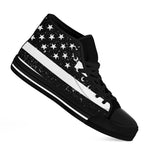 Monochrome Grunge American Flag Print Black High Top Shoes