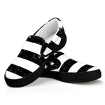 Monochrome Grunge American Flag Print Black Slip On Shoes