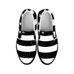 Monochrome Grunge American Flag Print Black Slip On Shoes