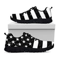 Monochrome Grunge American Flag Print Black Running Shoes