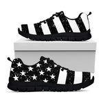Monochrome Grunge American Flag Print Black Sneakers