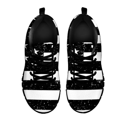 Monochrome Grunge American Flag Print Black Sneakers