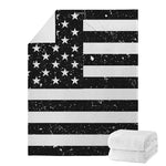 Monochrome Grunge American Flag Print Blanket