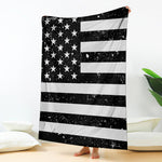 Monochrome Grunge American Flag Print Blanket