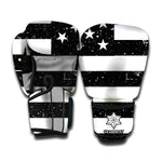 Monochrome Grunge American Flag Print Boxing Gloves