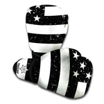 Monochrome Grunge American Flag Print Boxing Gloves