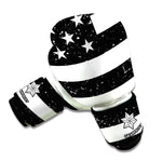Monochrome Grunge American Flag Print Boxing Gloves