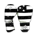 Monochrome Grunge American Flag Print Boxing Gloves