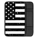 Monochrome Grunge American Flag Print Car Center Console Cover