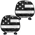 Monochrome Grunge American Flag Print Car Headrest Covers