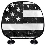 Monochrome Grunge American Flag Print Car Headrest Covers