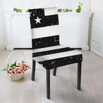 Monochrome Grunge American Flag Print Dining Chair Slipcover