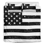 Monochrome Grunge American Flag Print Duvet Cover Bedding Set