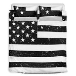 Monochrome Grunge American Flag Print Duvet Cover Bedding Set