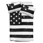 Monochrome Grunge American Flag Print Duvet Cover Bedding Set