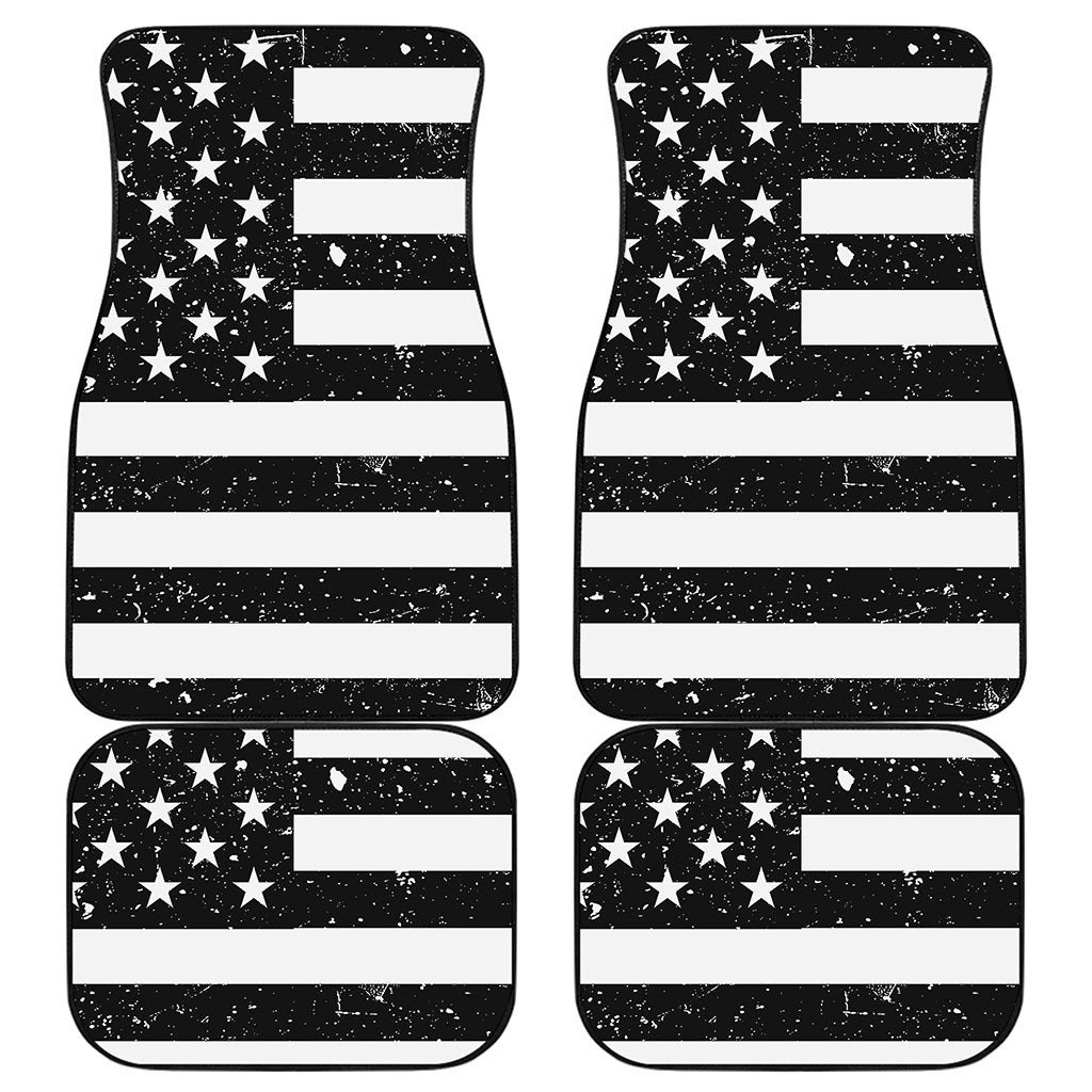 Monochrome Grunge American Flag Print Front and Back Car Floor Mats