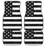 Monochrome Grunge American Flag Print Front and Back Car Floor Mats