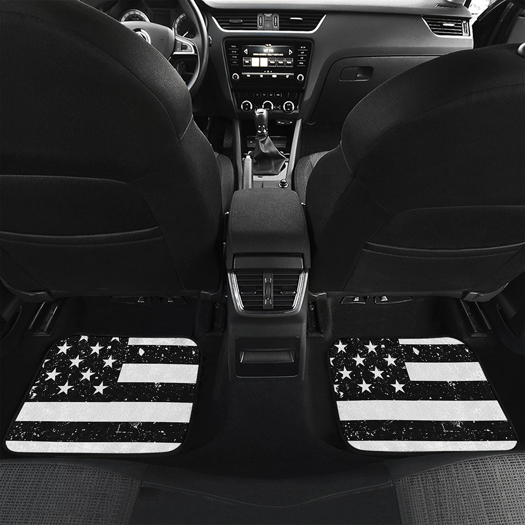 Monochrome Grunge American Flag Print Front and Back Car Floor Mats